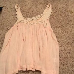En Creme pink lacy tank